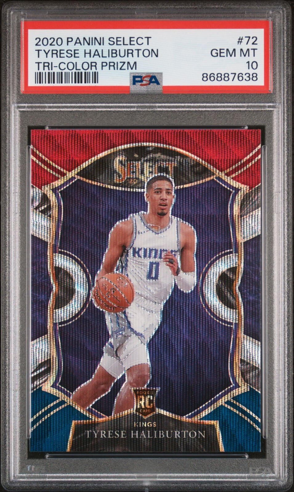 2020-21 Select Prizms Tri-Color #72 Tyrese Haliburton PSA 10