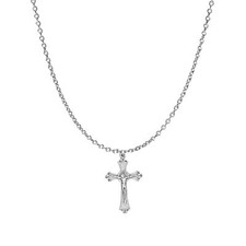 Religious Pendant Necklace Women Men Jewellery Gift - Silver Cross Crucifix