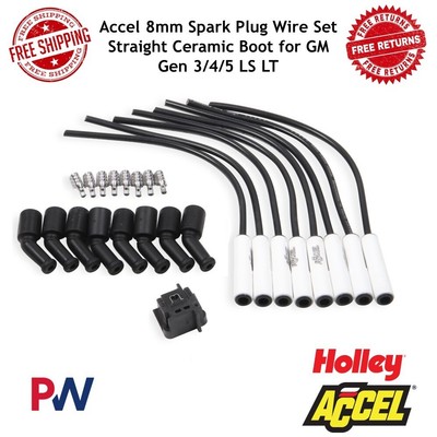 Accel 8mm Spark Plug Wire Set Straight Ceramic Boot for GM Gen 3/4/5 LS LT