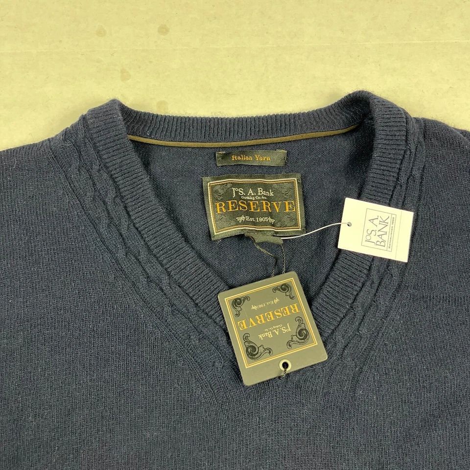 Suéter Jos A Bank Reserve Para Hombres Mezcla Lana Cachemira Nuevo con Etiquetas Azul Marino Talla Grande Foto 3 de 4