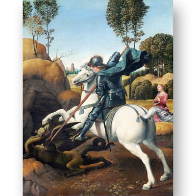 Saint George and the Dragon von Raphael (1506) Leinwandbild, mehrere Größen