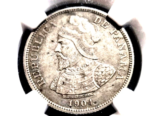 1904 PANAMA 🇵🇦 SILVER 25C NGC CERTIFIED 12.5 GRAMS 30MM
