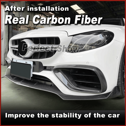 For Benz W213 S213 E63 AMG 2016-20 Real Carbon Fiber Front Bumper Air Vent Cover - Picture 3 of 12
