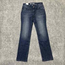 New Wrangler Women's Straight Leg Jeans Size 5/6 x 32 Blue Faded Denim
