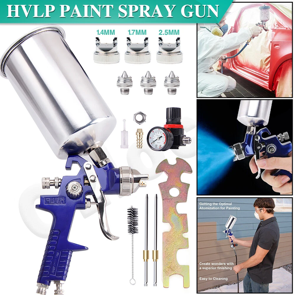 1.4MM 1.7 2.5MM Nozzle HVLP Auto Paint Air Spray Gun Kit Gravity Feed Car  Primer