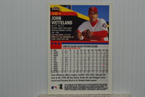 2000 Topps Chrome Refractor Baseball Card #381 John Wetteland Rangers - Picture 2 of 2
