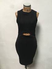 RIVER ISLAND DRESS NEW BNWT UK 12 BODYCON Stretchy Short Cut Out BLACK £36