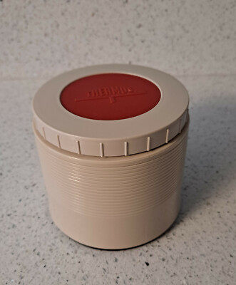 Vintage Thermos Insulated Jar Model 1155 Beige King Seely Red Lid Screw On 