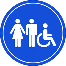 Circle Plus Restroom Wall or Door Sign  Easy Installation