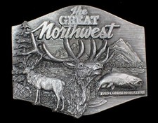 1989 GREAT NORTHWEST COMMEMORATIVE BELT BUCKLE SALMON  ELK  108/1500