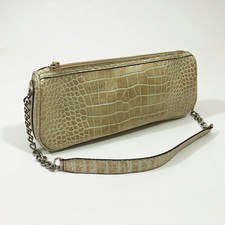 Nine West Metallic Silver Gold Faux Reptile Shoulder Bag 13x6x2.5 inches