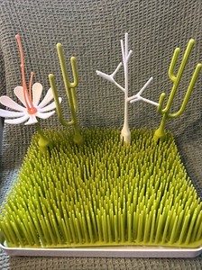 Boon Lawn Baby Bottle Drying Rack -Green With Flower Tree And Cactus Accessories