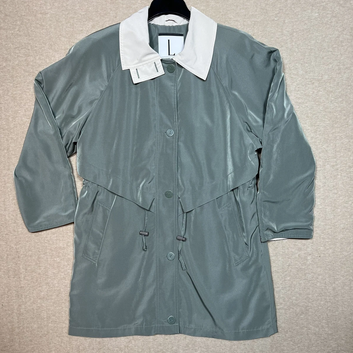 Larry Levine Sport Green polyester lightweight Long jacket Coat