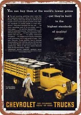 Metal Sign - 1935 Chevrolet Truck Vintage Ad 03 - Old Retro Rusty Look