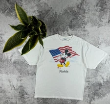 Vintage  Disney 90S Mickey Mouse Florida USA Flag Cartoon Y2K T Shirt Tee