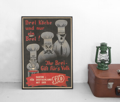 Poster SPD ''Drei Köche, selber Brei - Gift fürs Volk'' Gegen Nazis Plakat Wahlen