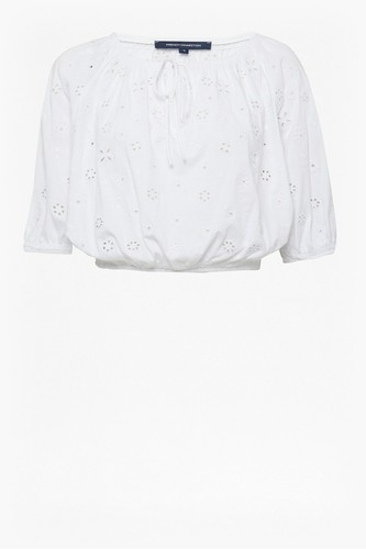 French Connection FCUK Relaxed Crop top Eyelet White Gorgeous! S / M 4 6 - Picture 3 of 4