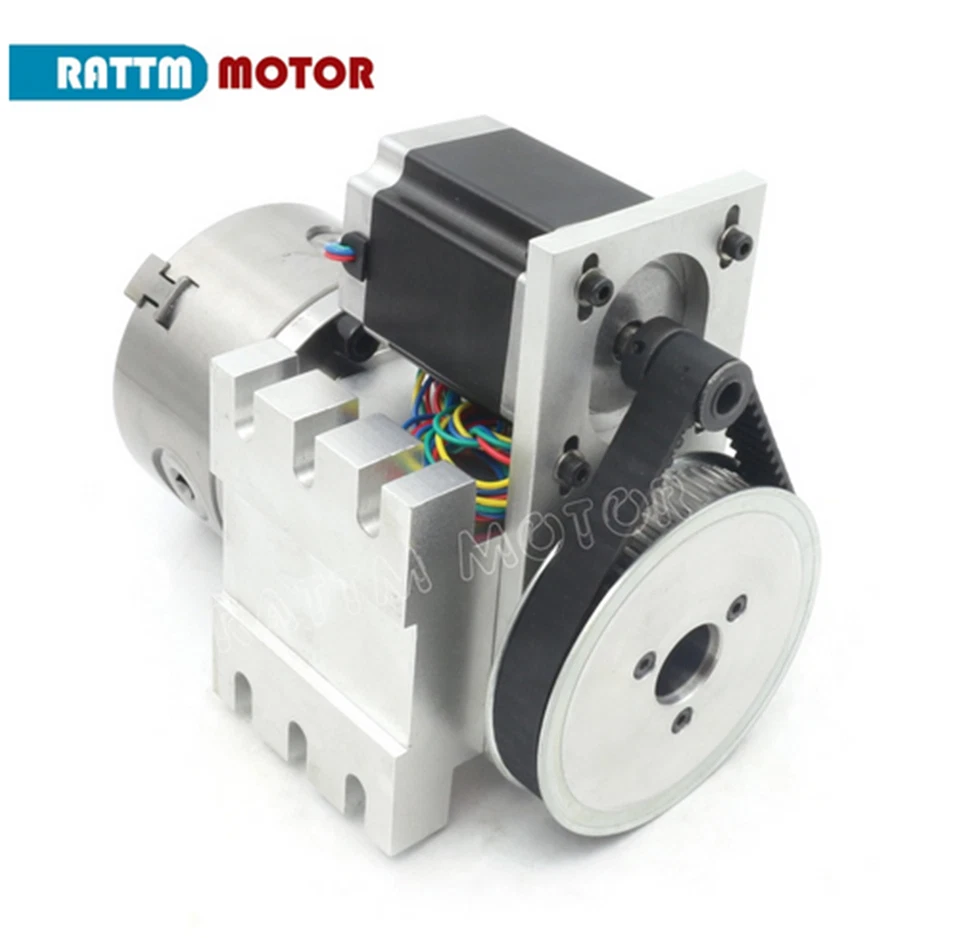 CNC 4th Rotary Axis 3 jaw chuck 80mm Dividing head Reducer ratio 6:1 & Tailstock - Immagine 4 di 4