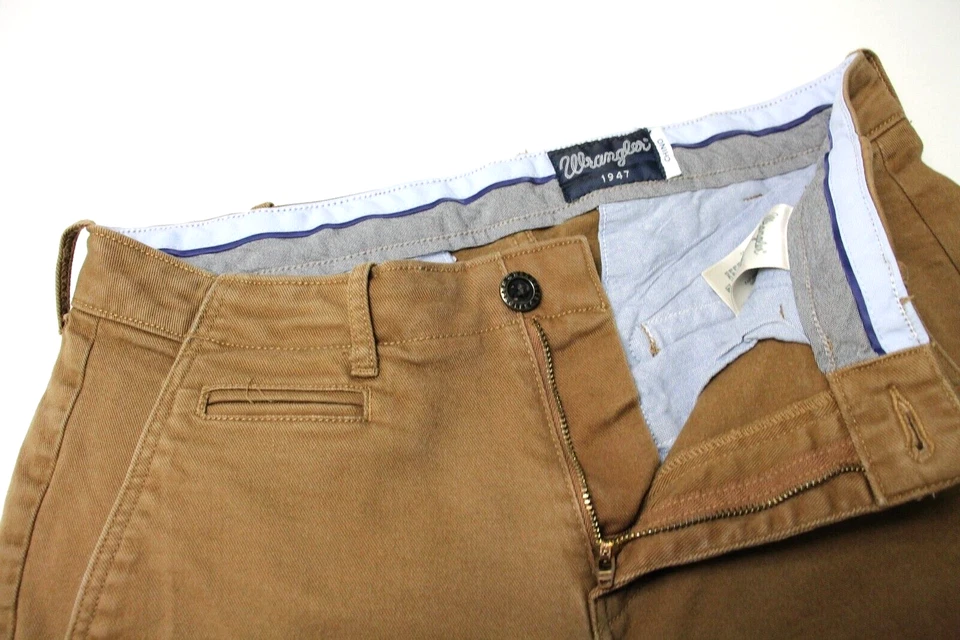 Wrangler Chino Pantalones Hombre W30/L32 Ajustado Cremallera Marrón - Imagen 4 de 4