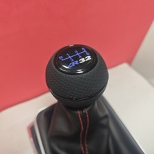 SCHWARZ LEDER 6 GANG SCHALTGETRIEBE SCHALTKNAUF für GOLF R32 MK4 MK5 VR6 3.2 FSI