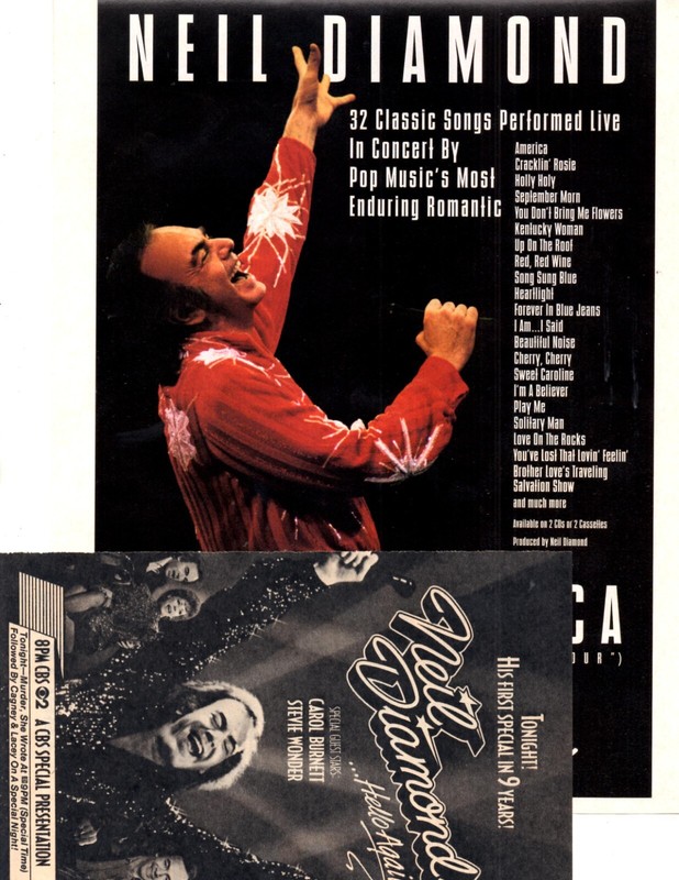 singer/actor NEIL DIAMOND: 70+ separate, career clippings pages lot - 1/2 pound!