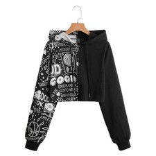 SHEIN EZwear Women's Drawstring Logo Casual Sweatshirt in Black - Size XS