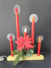 Vintage Halo 5 Candle Candelabra CANDOLIER w/Poinsettia