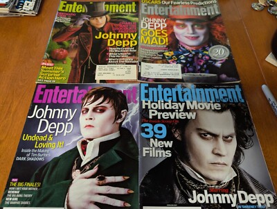 Johnny Depp Tim Burton Entertainment Weekly lot x4 Dark Shadows Alice Sweeney