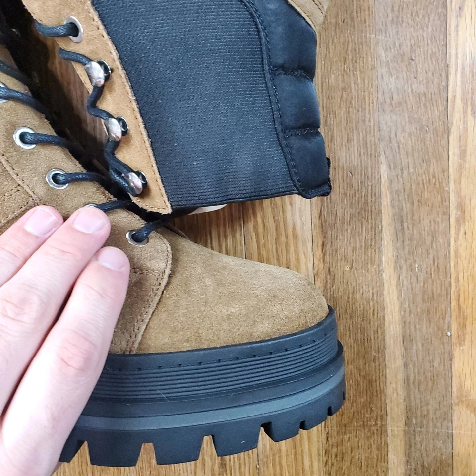 Botas de combate plataforma Marc Fisher Sashia tamanho 8 marrom couro casual novas sem etiquetas - Imagem 3 de 4