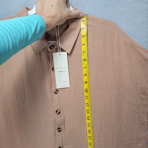 Dokotoo Shirt Dress Women 2X Gauzy Beachy Button Maxi Cover Up Neutral Light New - Picture 16 of 18