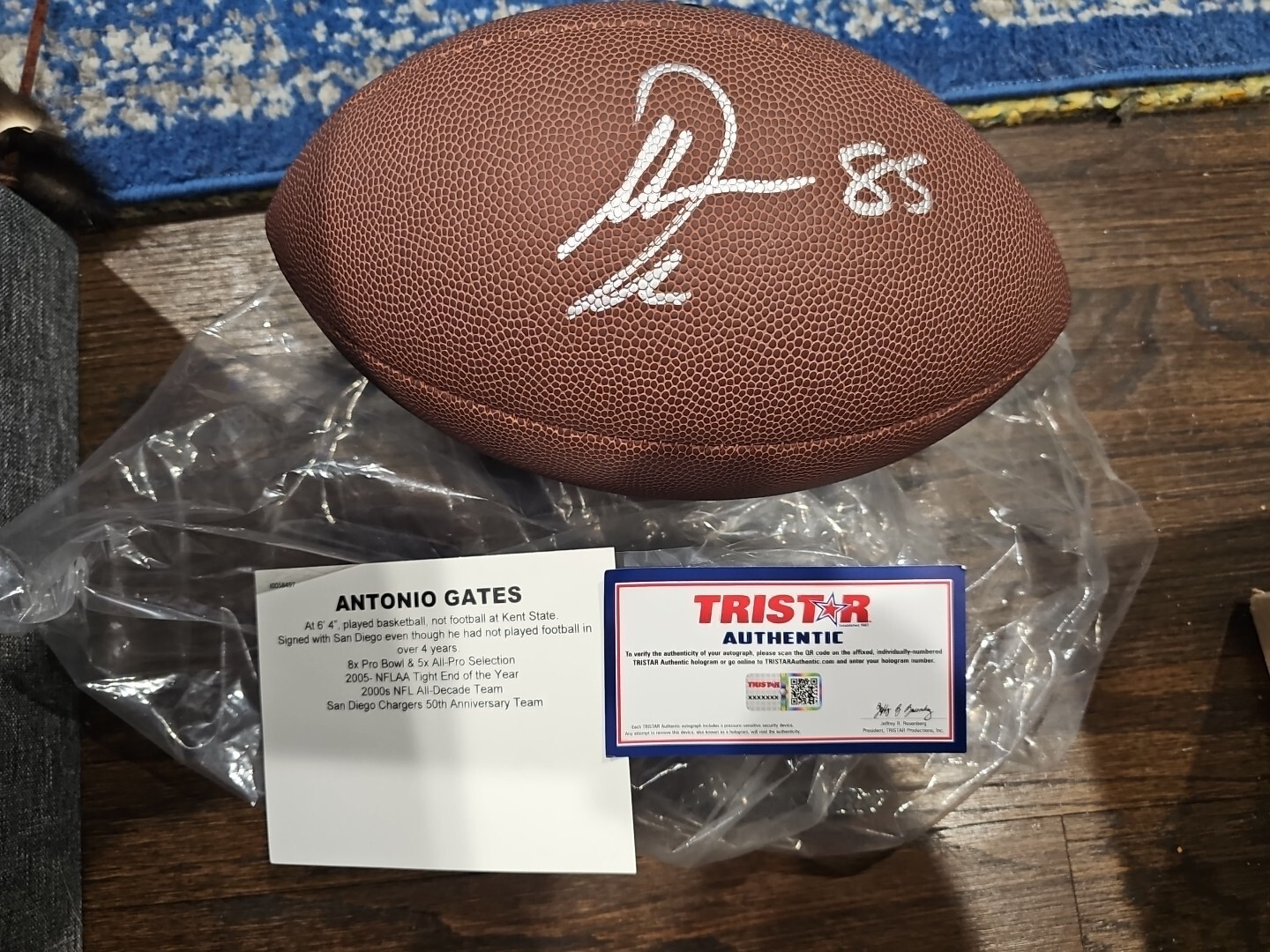 Antonio Gates Autographed Signed San Diego Chargers Chargers NFL Wilson Football Tristar Authentic COA HOF 