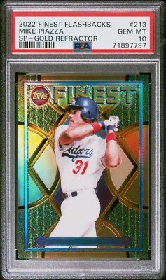 Mike Piazza - 2022 Finest Flashbacks Gold Refractor SP   PSA 10  #31/50