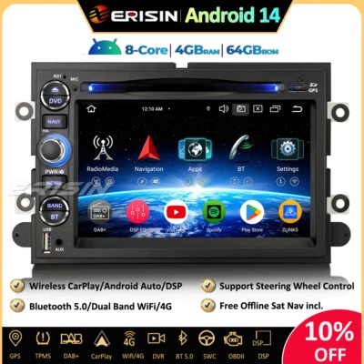 64GB Android 14 Autoradio GPS CarPlay TNT CD Ford F150 F250 F350 Explorer Fusion - Photo 1/4