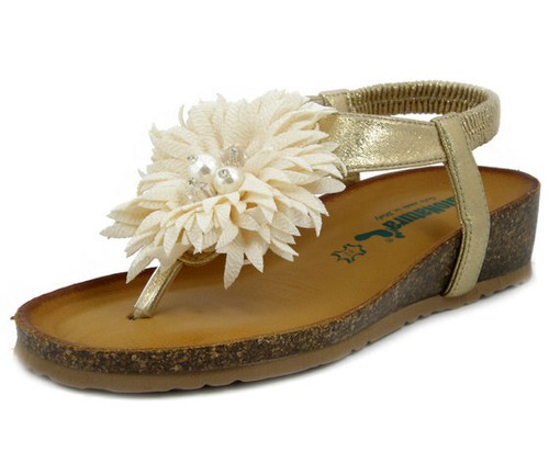 Sandali Donna Comodi Infradito Gioiello Oro e Beige Panna Zeppa Bassa  BIONATURA | eBay