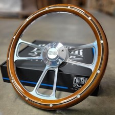 14 Billet Steering Wheel Chevy Wood Aluminum Rivets Half Wrap Ss Horn Button
