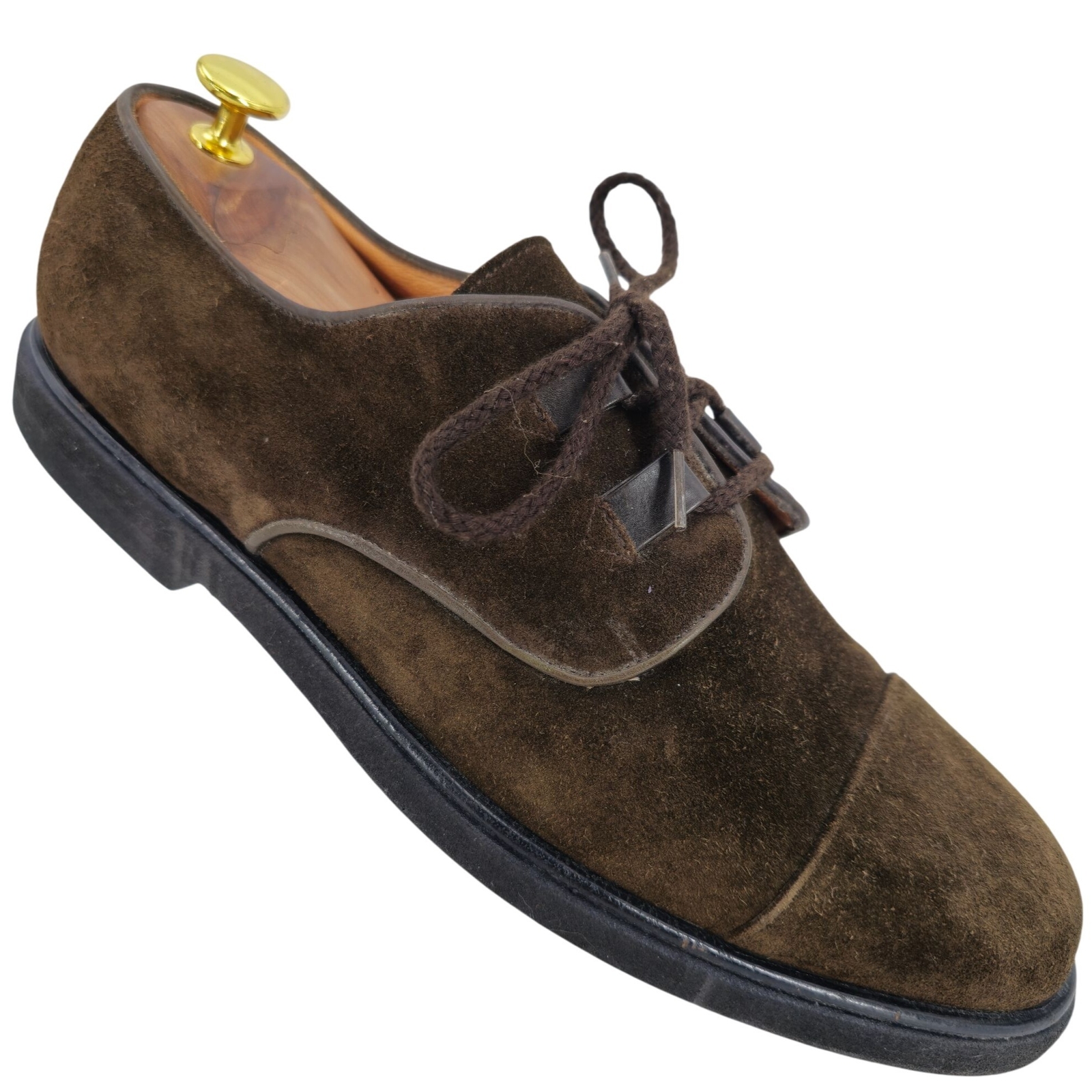 SAOLA Scarpe eleganti vintage Bally Switzerland marrone scamosciato uomo 10 5 punta a cappuccio Derby Oxford