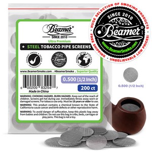200-Beamer-Stainless-Steel-Tobacco-Smoking-Pipe-Screens-500-034-Compr2-Glass-Brass