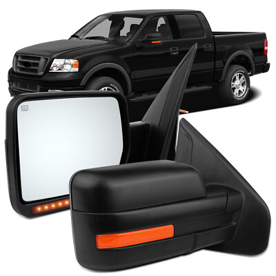 Pair Tow Mirrors Power Heated Turn Signal Puddle Light For 2007-2014 Ford F150