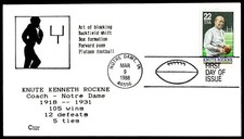 1988 Knute Rockne FDC- Notre Dame Coach 1918-1931 CANTON COVERS Cachet