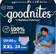 Goodnites Boys' Nighttime Underwear, Size XXL 120-165 lbs , 24 Ct 2 Packs of 1
