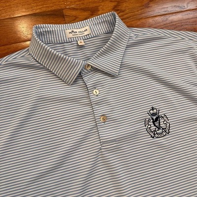 Peter Millar Summer Comfort Royal County Down Golf Polo Shirt Mens XL Blue White