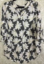 CATO Women’s Tunic Blouse 18/20W Colorful Floral V Neck High Low 3/4 Slvs