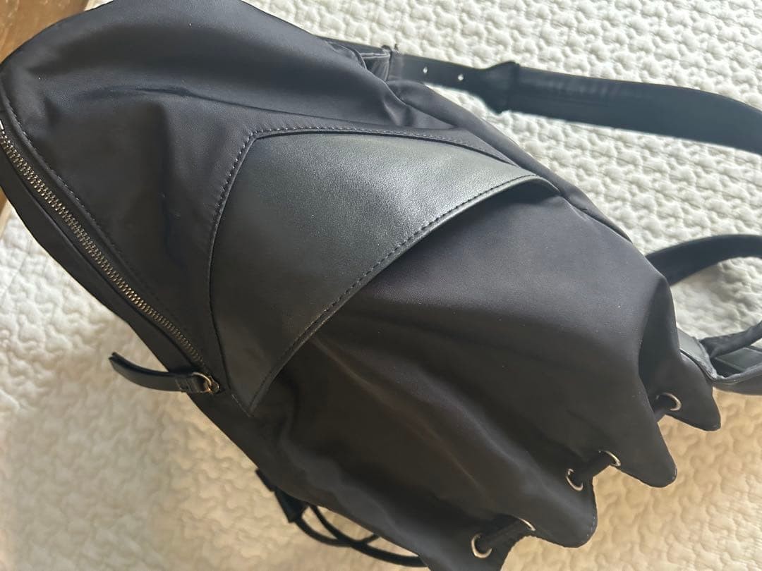 agnes b. Nylon Black Drawstring Backpack, Used, S… - image 13