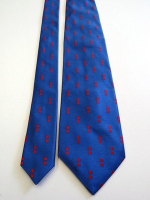 Thomas Pink Seidenkrawatte Blau Rot Muster 100% Silk England 9cm  (#470)