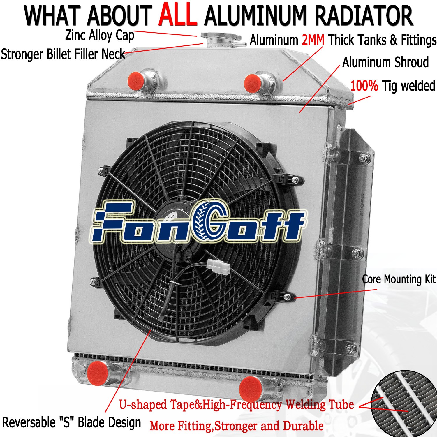 3-Row Radiator Shroud Fan for 1949-1953 Ford Country Sedan Squire Flat Head V8