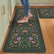 Collive Anti Fatigue Kitchen Rugs Sets of 2 Non Slip Waterproof Vintage Floral R