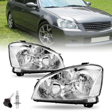 Headlight Pair for 05-06 Altima Sedan Halogen Chrome Driver Passenger Side
