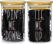 Apothecary Jars with Lids for Bathroom Storage Organizer, Hair Tie Organizer 