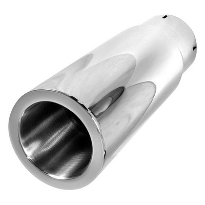 Exhaust Tip 304 SS Round Straight Cut Clamp-On Double-Wall Exhaust Tip 2.5''