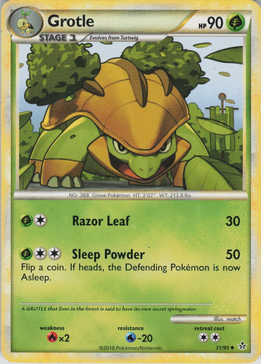 Grotle 31/95 Uncommon HGSS Unleashed Pokemon Moderately Played